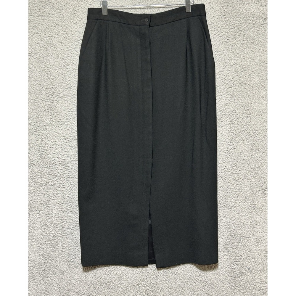 Vintage Euro Linea Italy New York 100% Wool Long Skirt Black Womens‎ Size 14